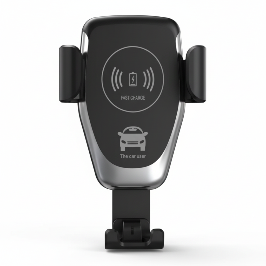 Wireless Quick Charger Car Holder front view on white background