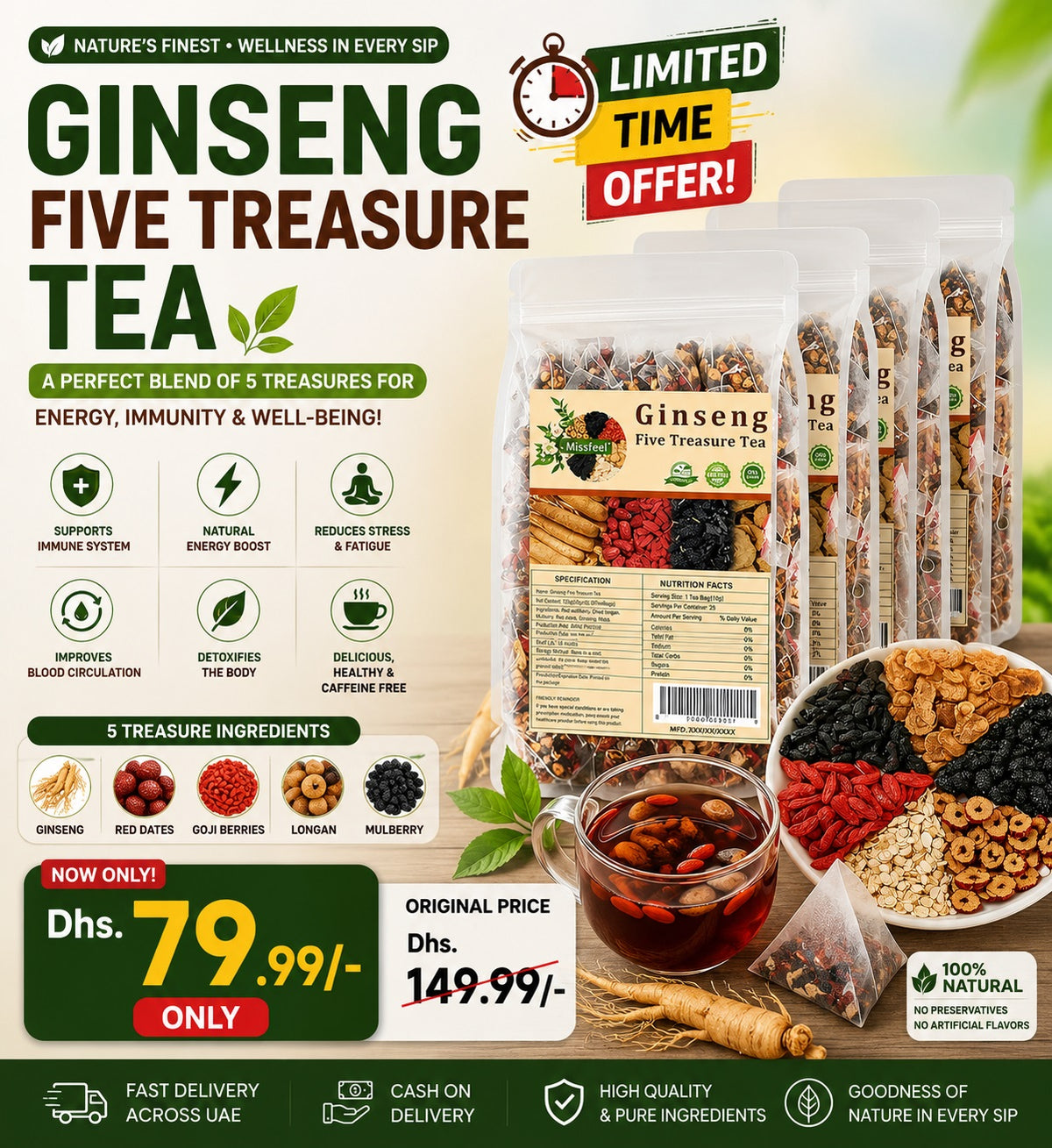 Ginseng Five Treasure Tea