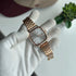 Casio square watch with rose gold metal bracelet