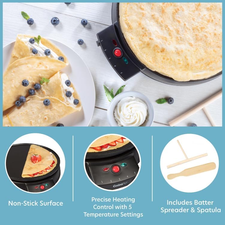CucinaPro Electric Crepe Maker cooking crepes
