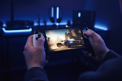Black Hawk X9 handheld game console lifestyle gaming shot
