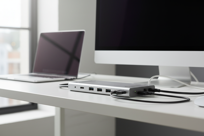 14-in-1 USB-C Docking Station lifestyle desk setup with MacBook