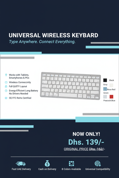 Universal Wireless Keyboard Hero Banner - 8 Colors Available