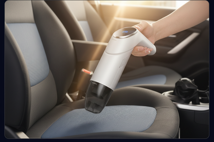 Hand using Hoco ZP6 vacuum cleaner on car seat