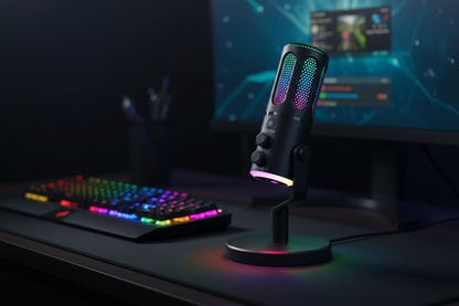 USB RGB Microphone gaming lifestyle setup
