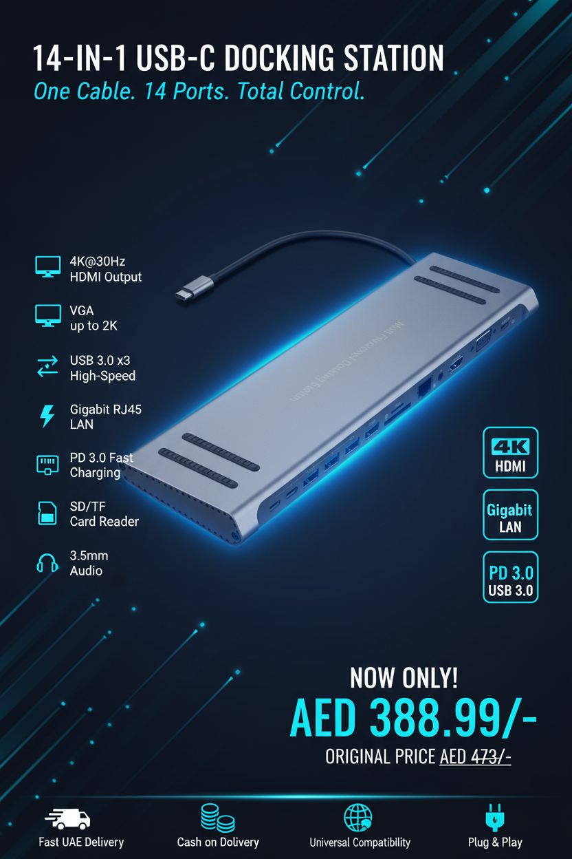 14-in-1 USB-C Docking Station hero banner AED 388.99