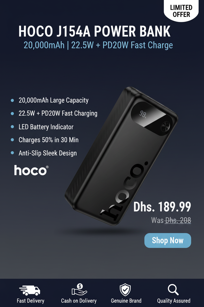 Hoco J154A Power Bank - Hero Promo Banner Dhs. 189.99
