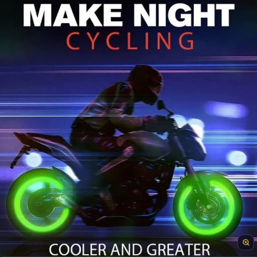 Make night cycling cooler - motorcycle with glowing green rims