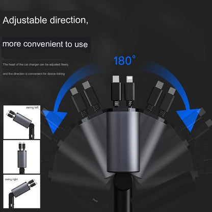 4-in-1 Retractable Car Charger with Digital Voltage Display
