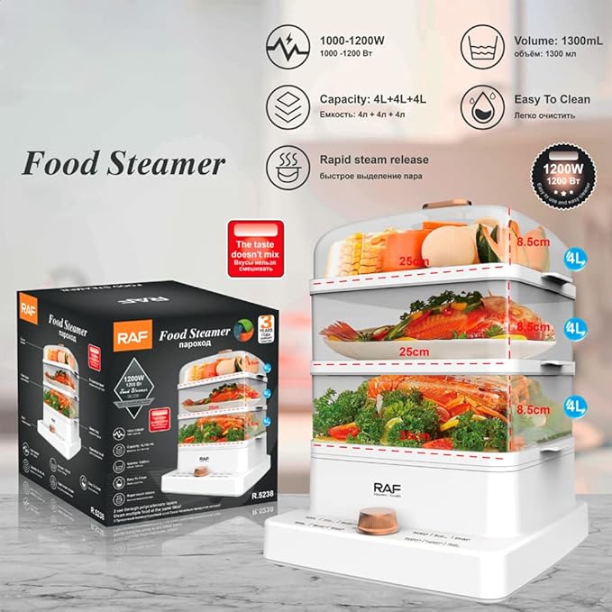 RAF Food Steamer with three steaming tiers